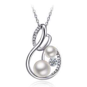 Kalung emas putih cantik pearl